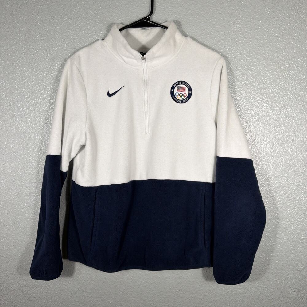 USA Quarter Zip Hoodie Women’s Size Small White Long Sleeve Nike Zip Up